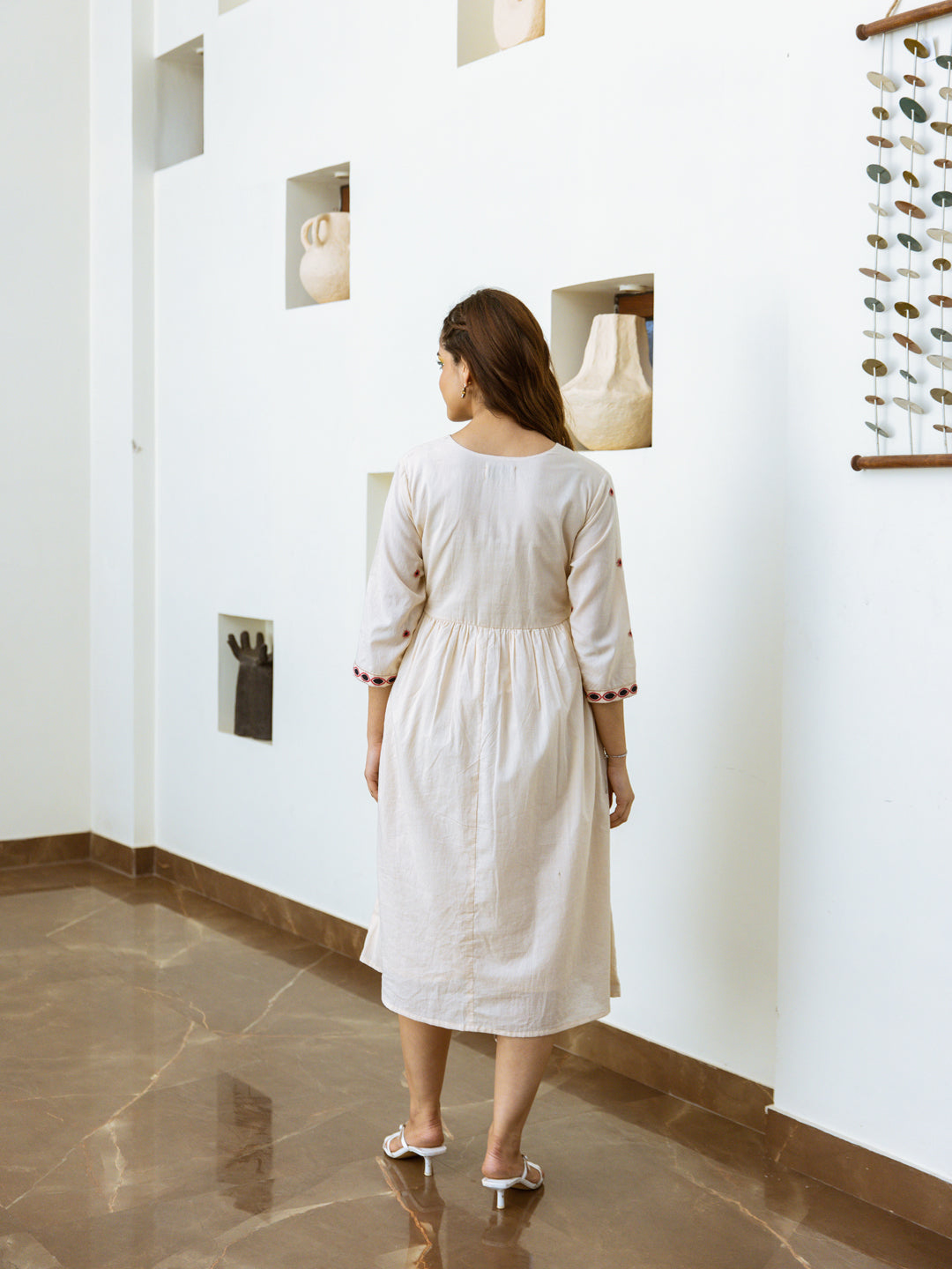 Siam Beige Embroidery Dress