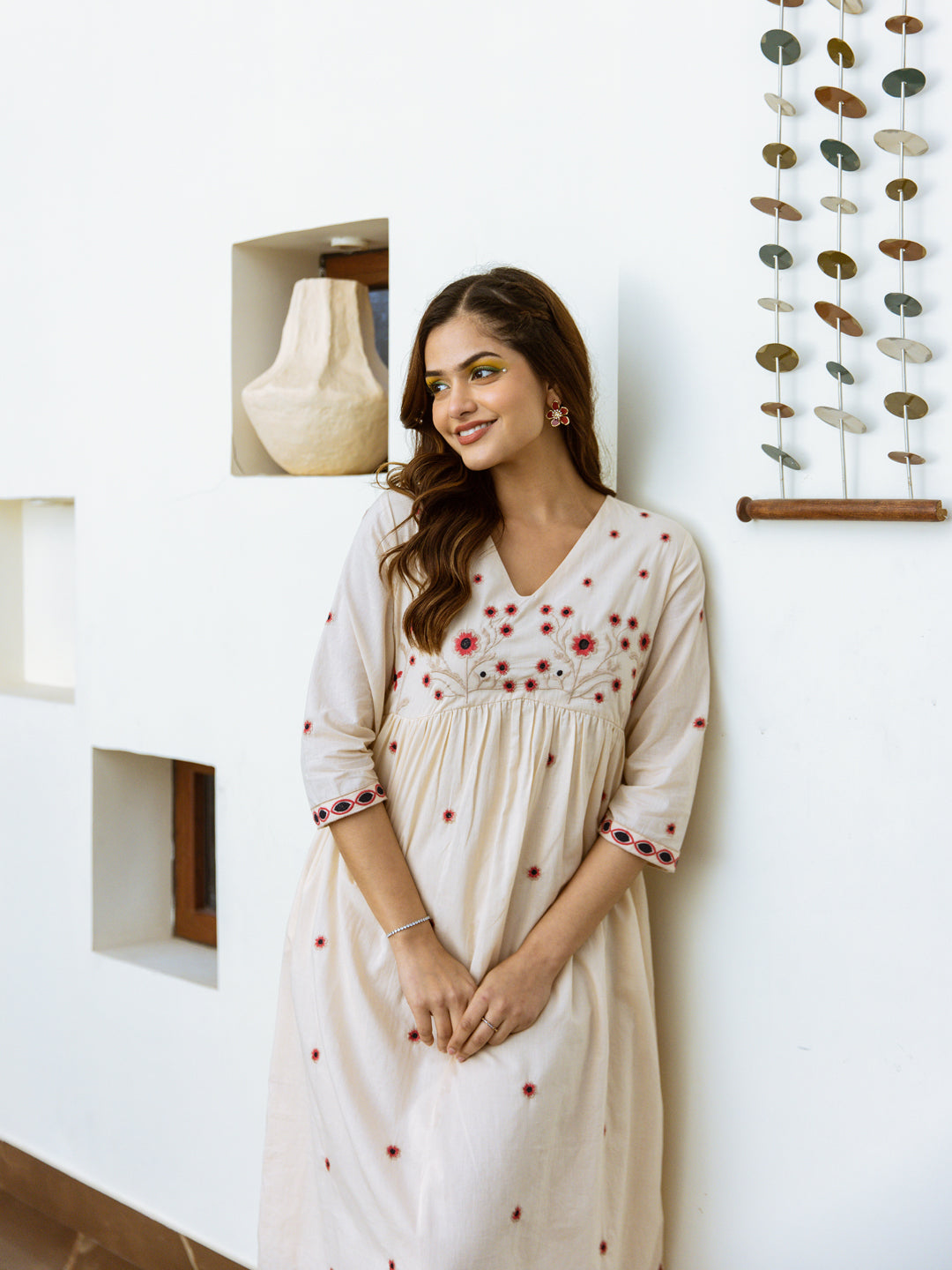 Siam beige embroidery dress