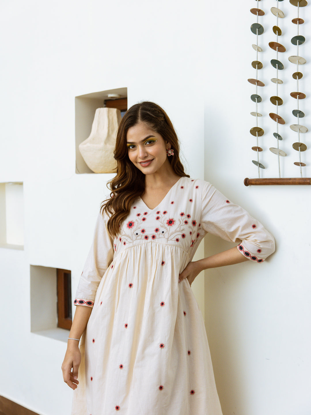 Siam Beige Embroidery Dress