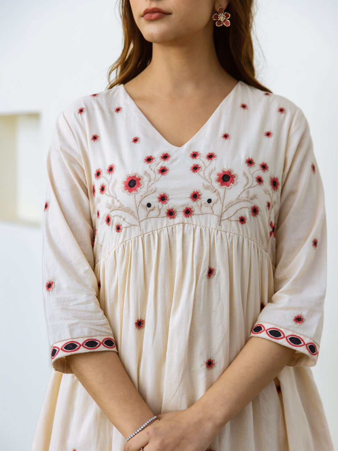 Siam Beige Embroidery Dress