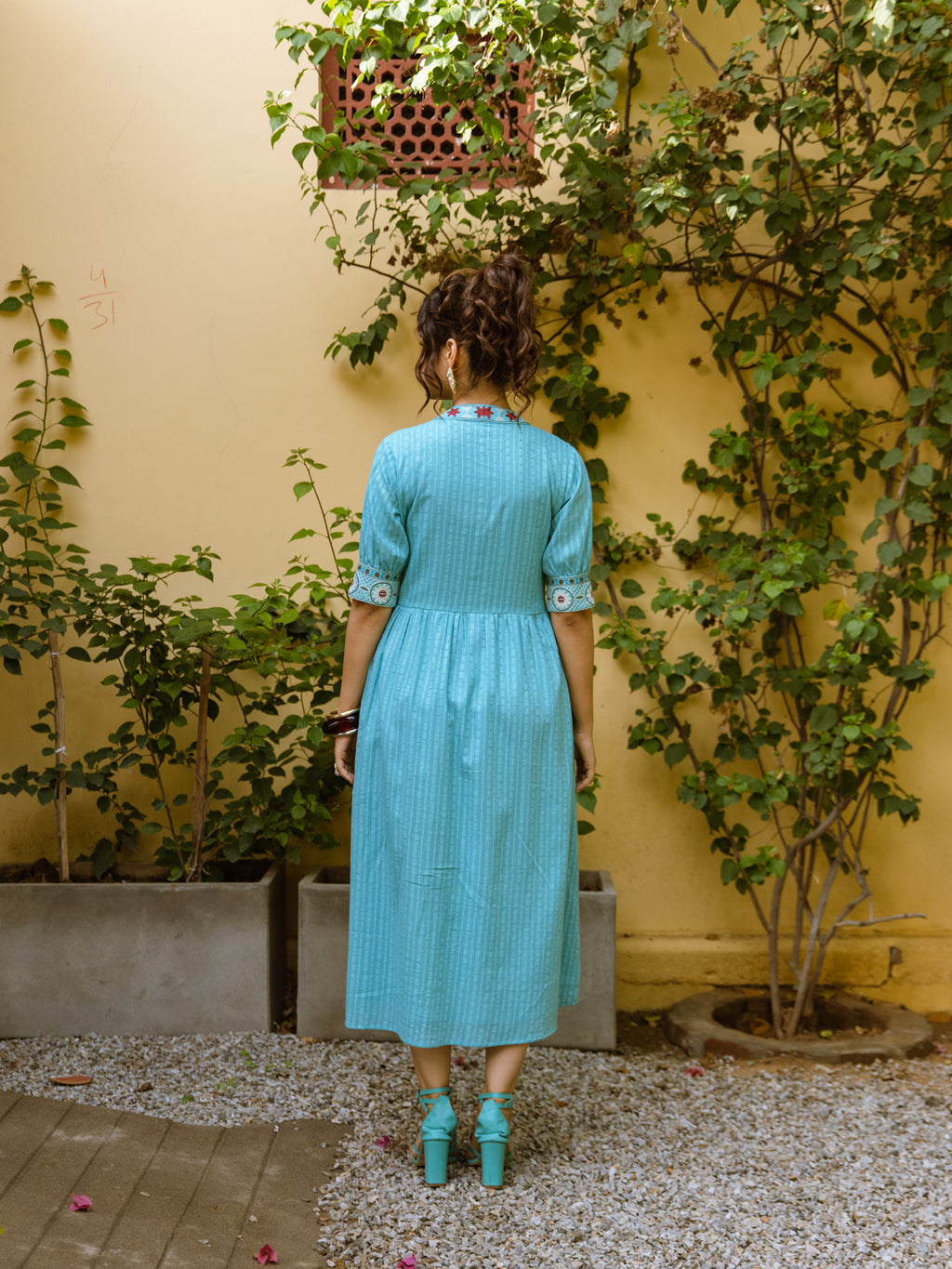 Ayaan  Blue  Embroidery Dress