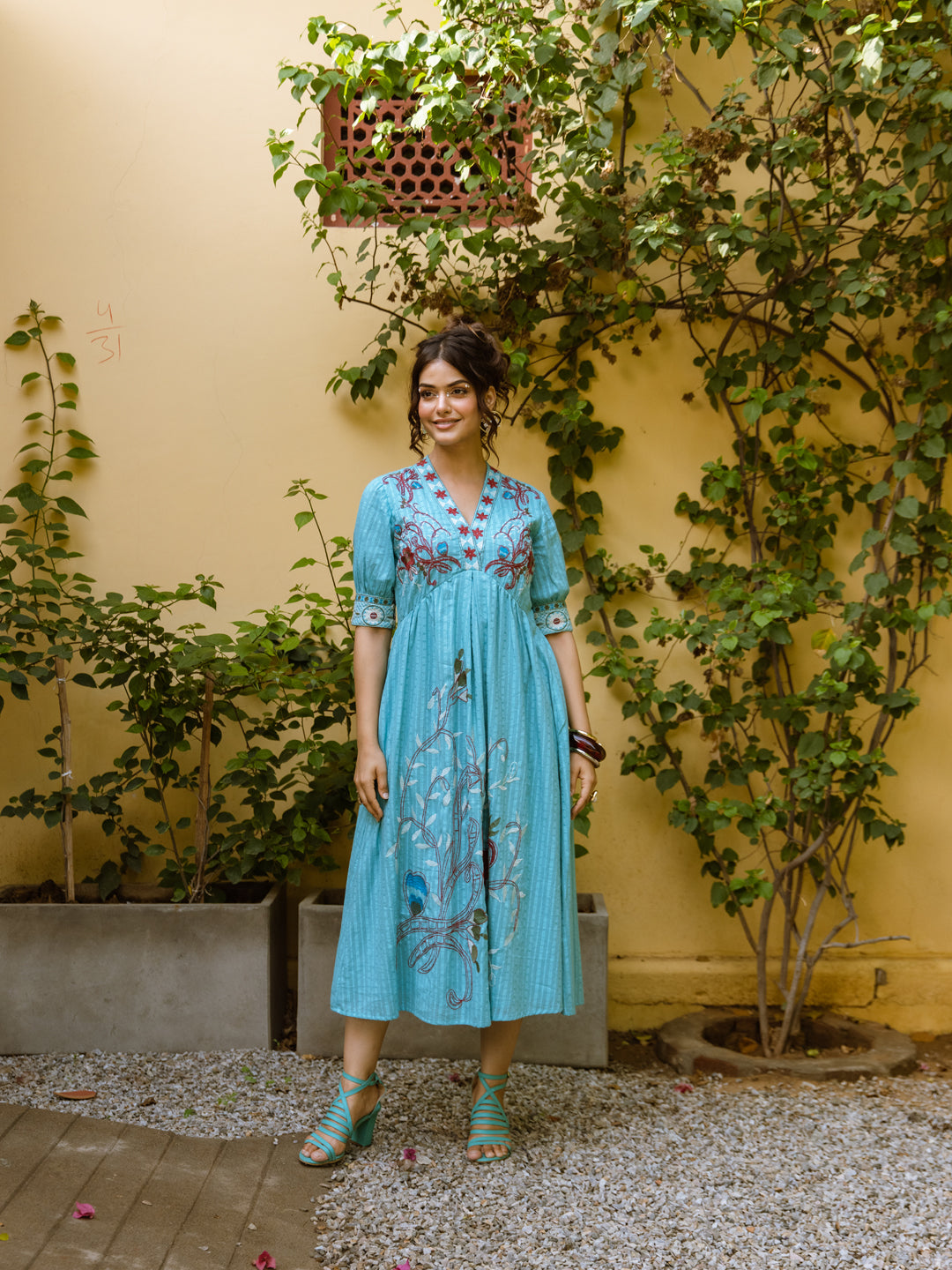 Ayaan  Blue  Embroidery Dress