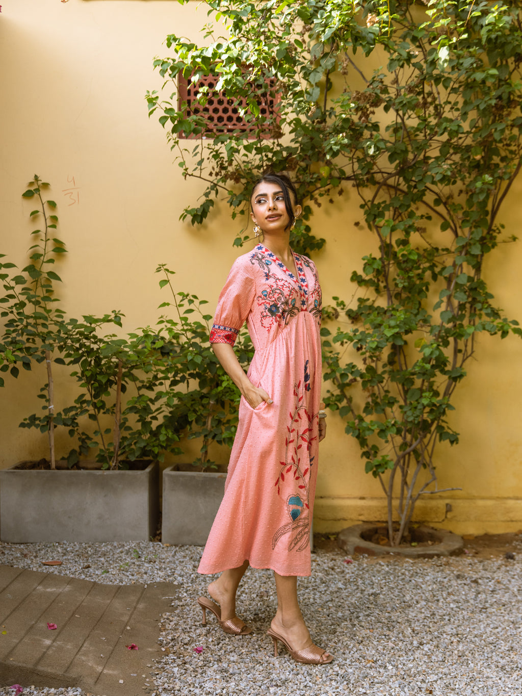 Ayaan Pink Embroidery Dress