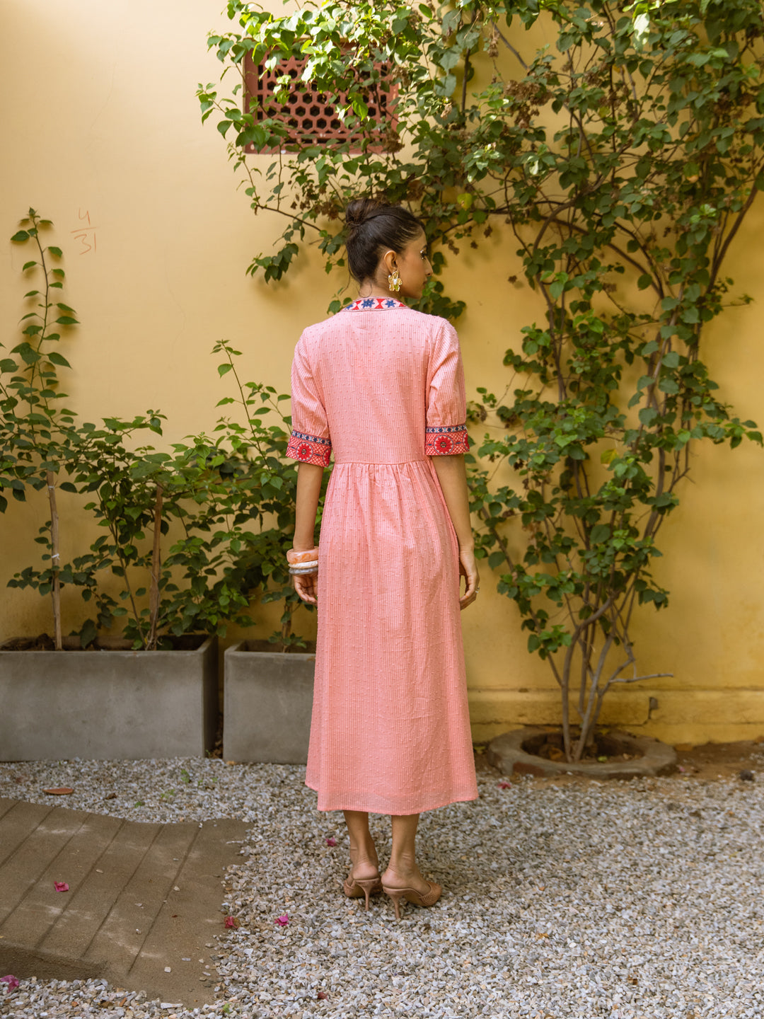 Ayaan Pink Embroidery Dress