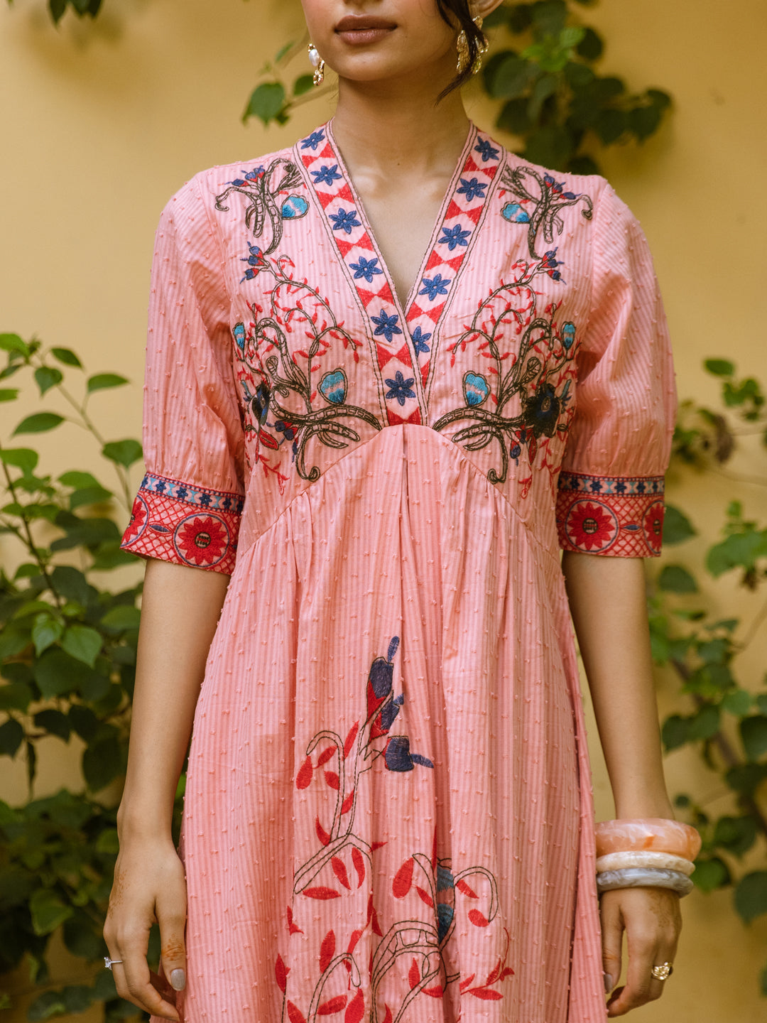 Ayaan Pink Embroidery Dress