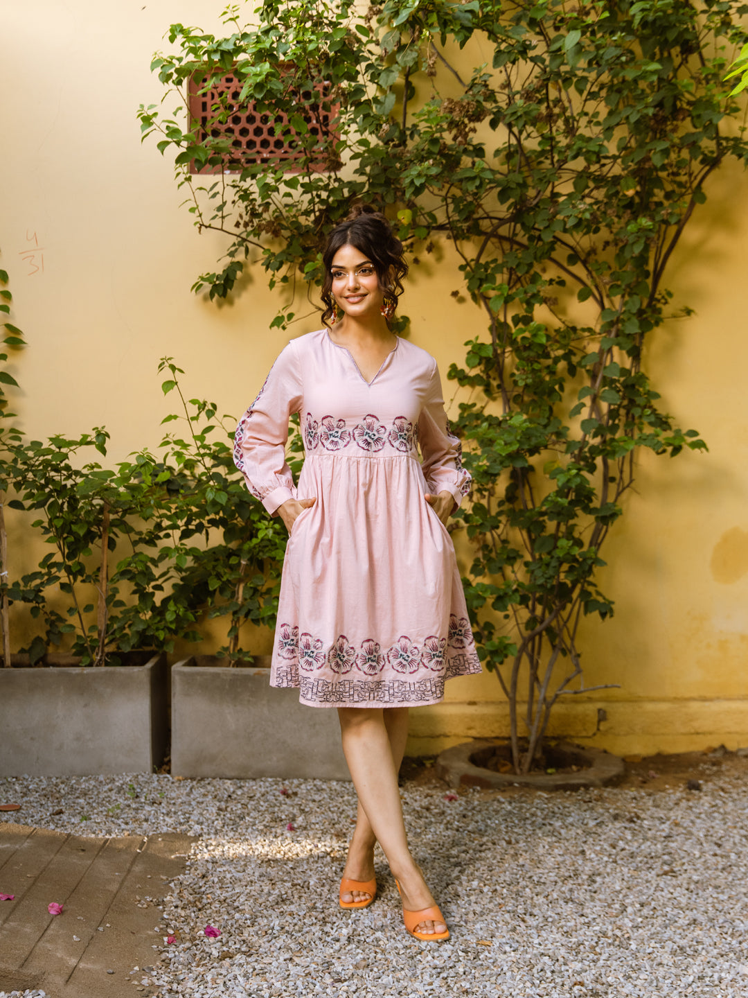 Lillya Pink Embroidery Dress