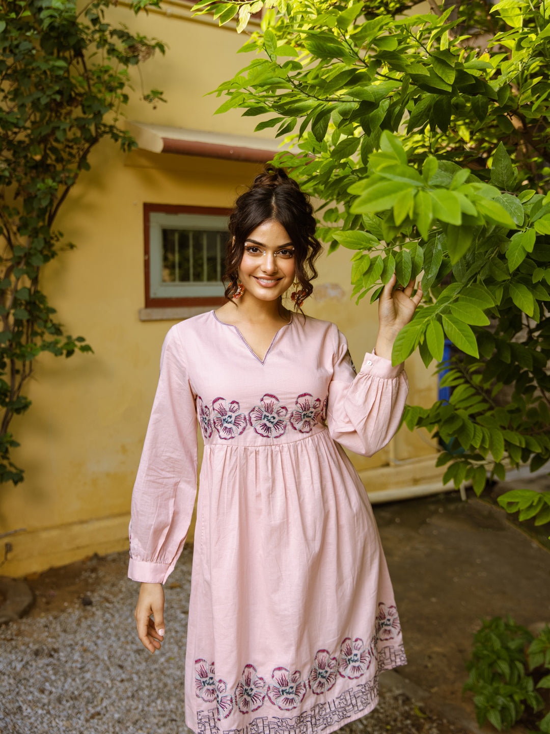 Lillya Pink Embroidery Dress