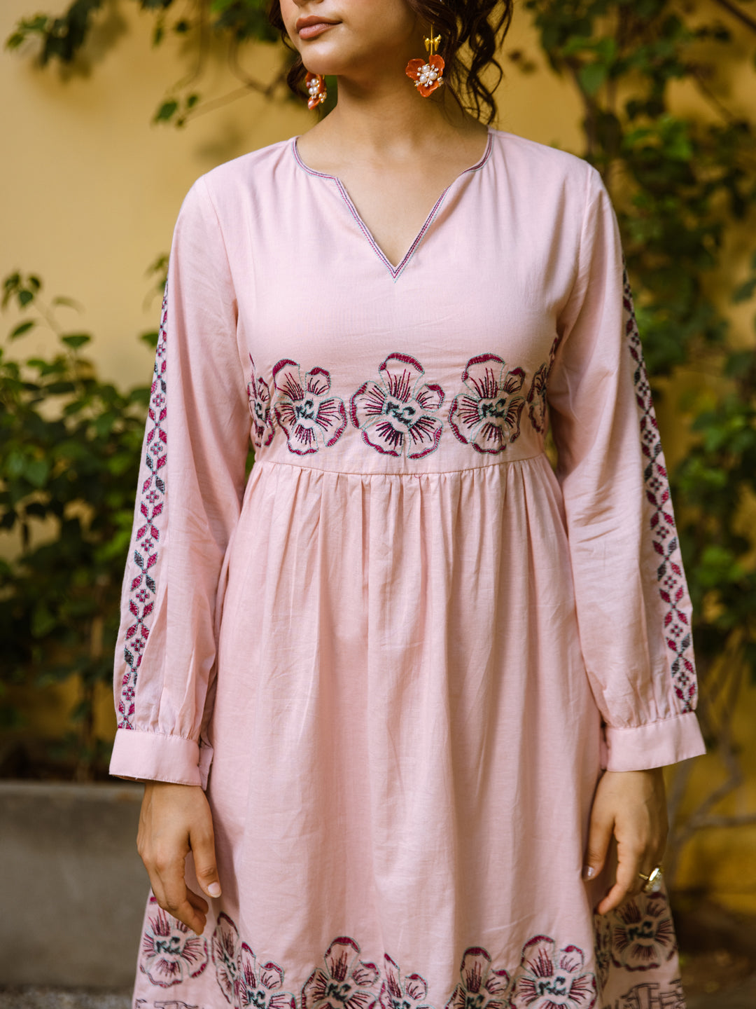 Lillya Pink Embroidery Dress
