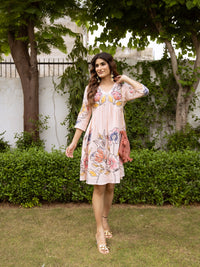 Saffron pink embroidery dress