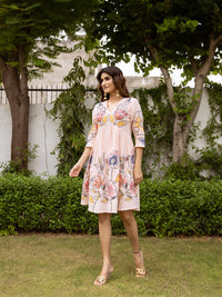 Saffron pink embroidery dress