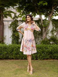 Saffron pink embroidery dress