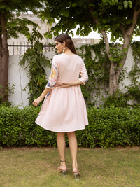 Saffron pink embroidery dress