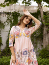 Saffron pink embroidery dress