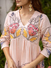 Saffron pink embroidery dress