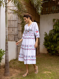 Morning glory white embroidery dress