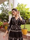 Morning glory black embroidery dress