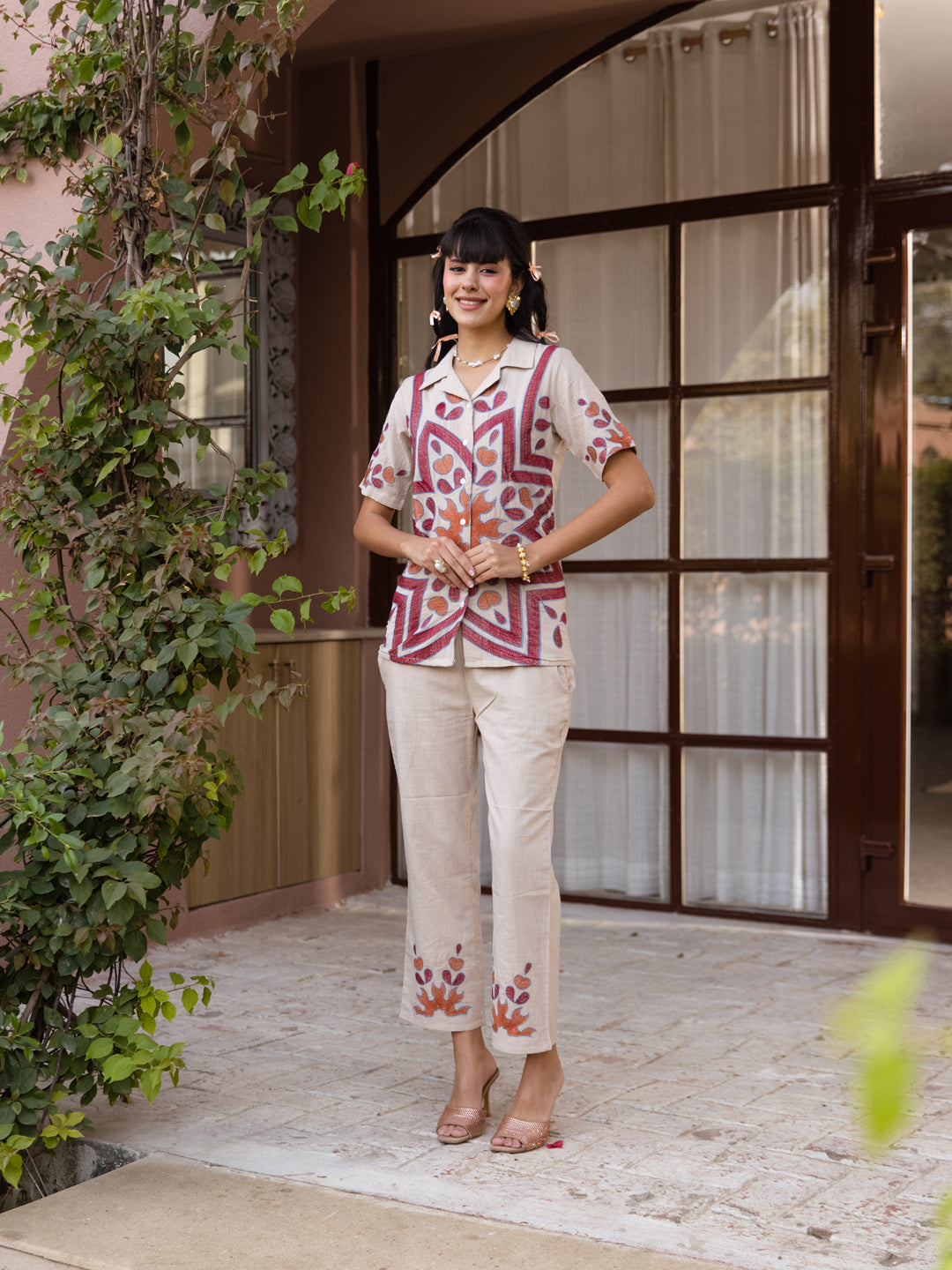 Reese Beige Embroidery Co-ord set