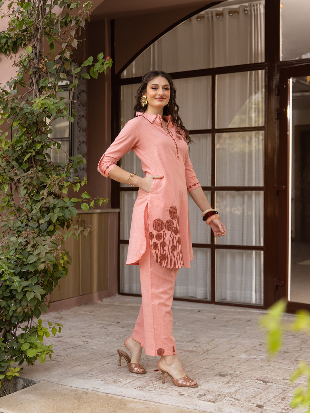 Rashi Pink  Embroidery Kurta Set