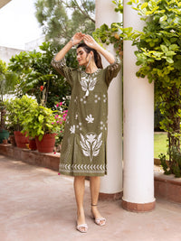 Bevo green embroidery dress