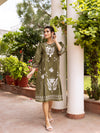 Bevo green embroidery dress