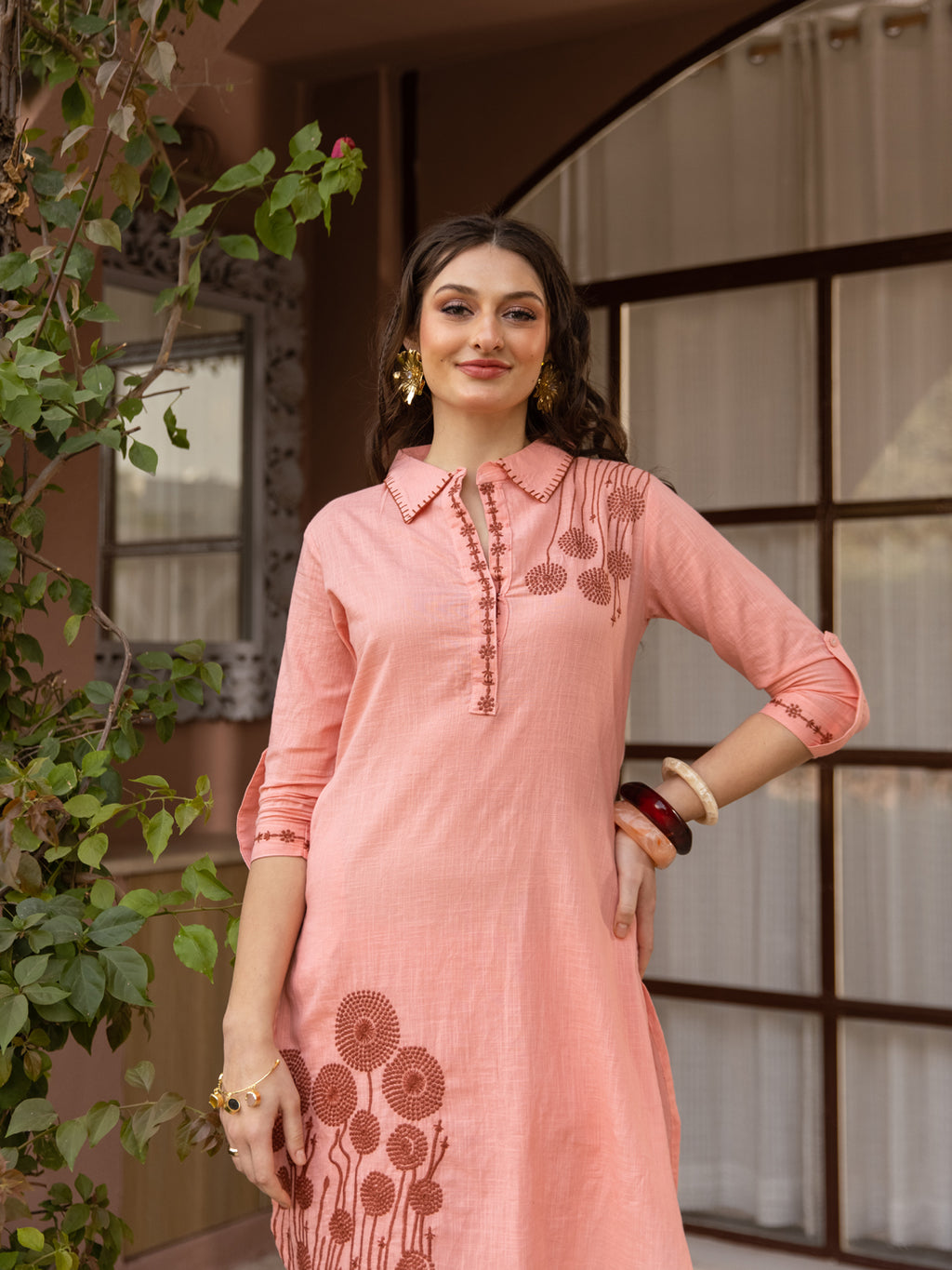 Rashi Pink  Embroidery Kurta Set