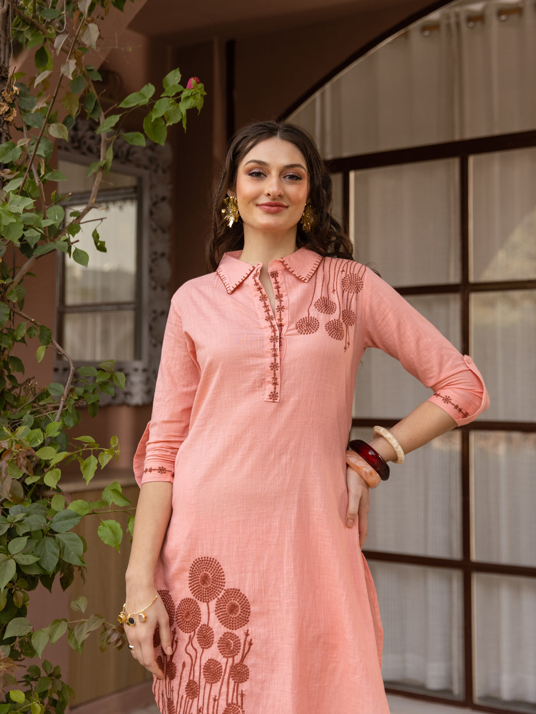 Rashi Pink  Embroidery Kurta Set