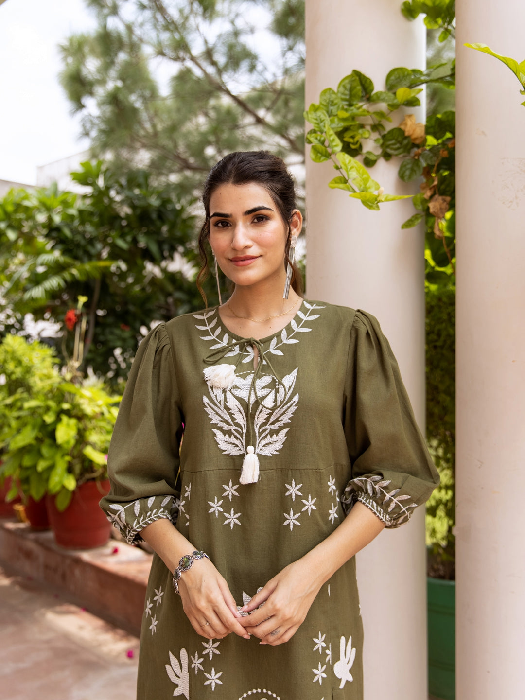 Bevo green embroidery dress