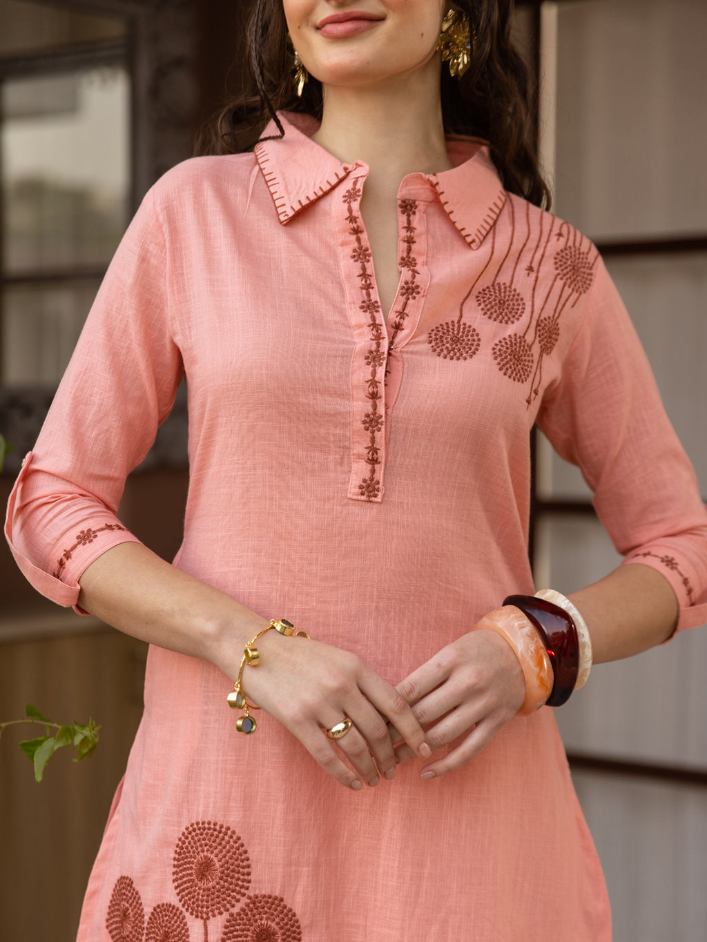 Rashi Pink  Embroidery Kurta Set