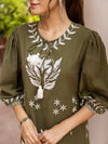 Bevo green embroidery dress