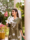 Bevo green embroidery dress