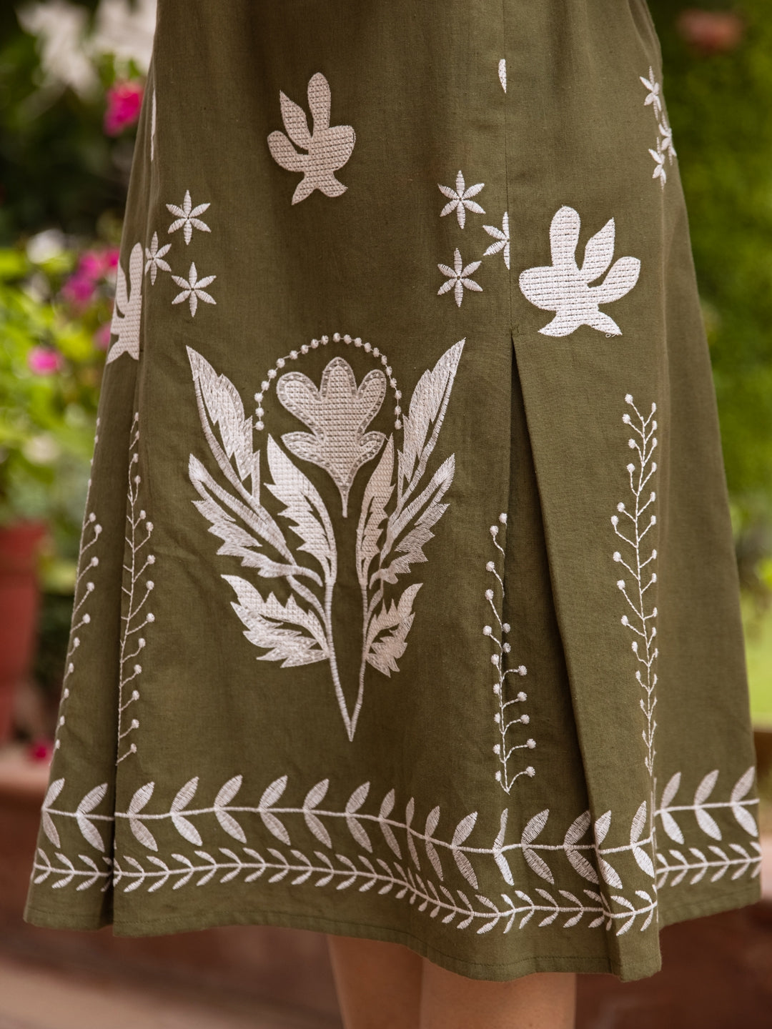 Bevo green embroidery dress