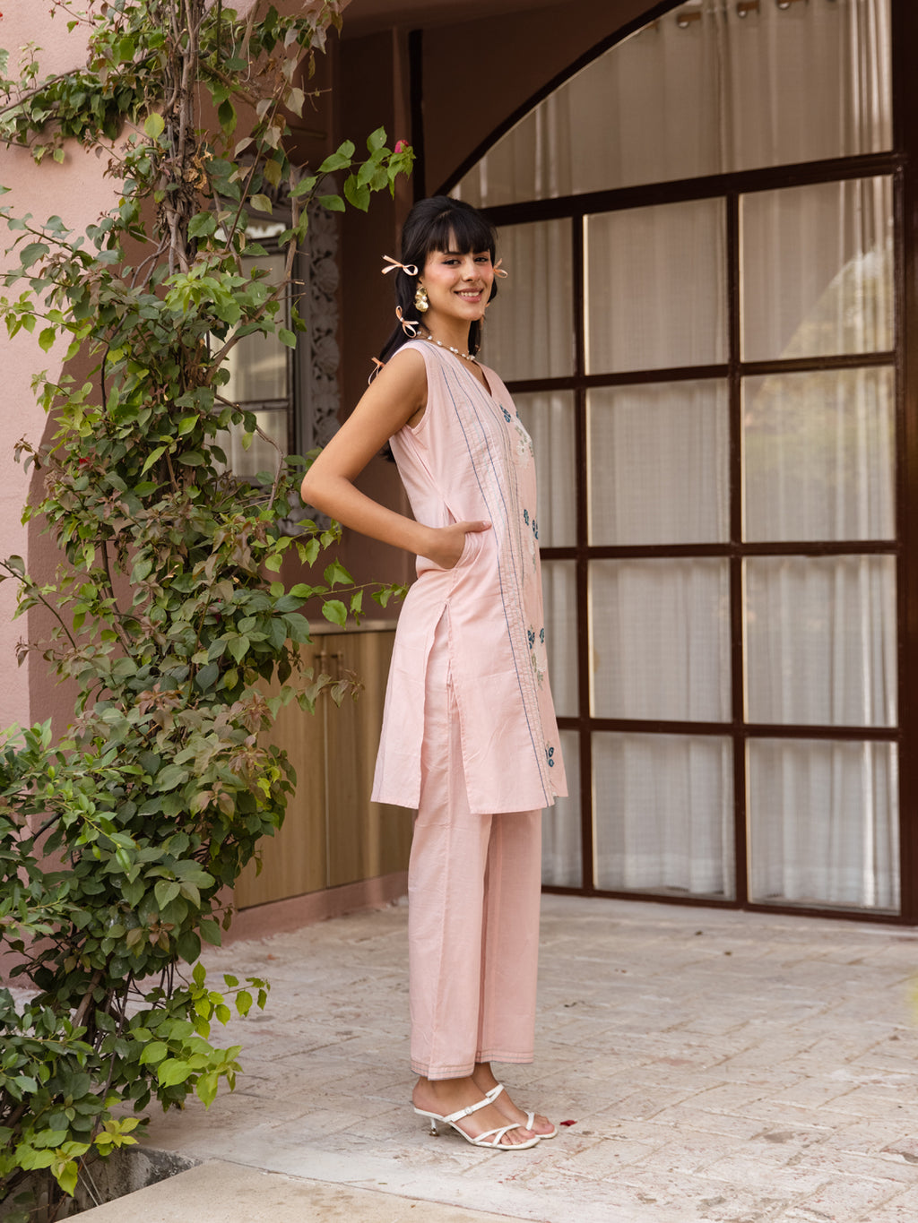 Shadow Pink Embroidery Kurta Set