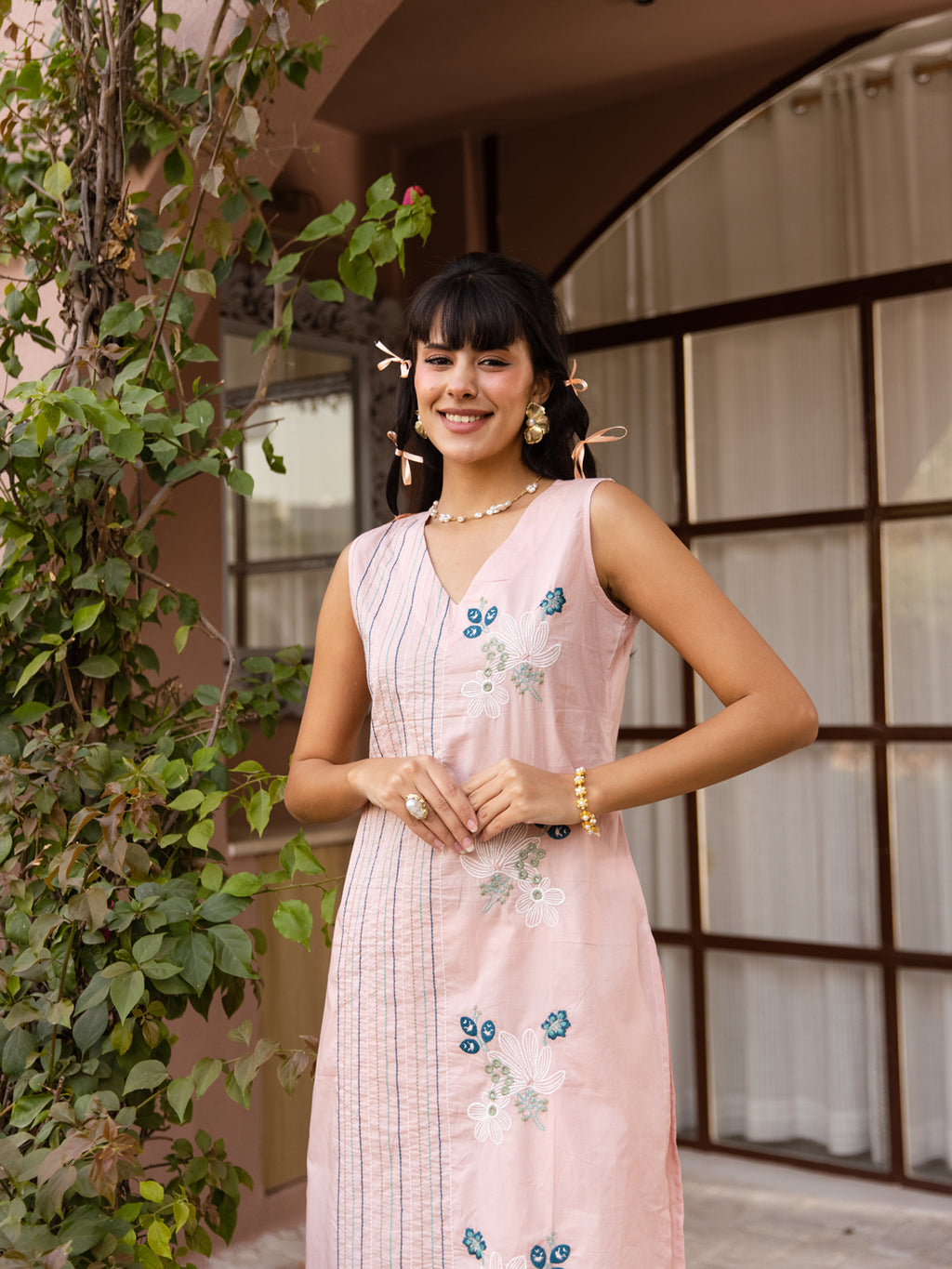 Shadow Pink Embroidery Kurta Set