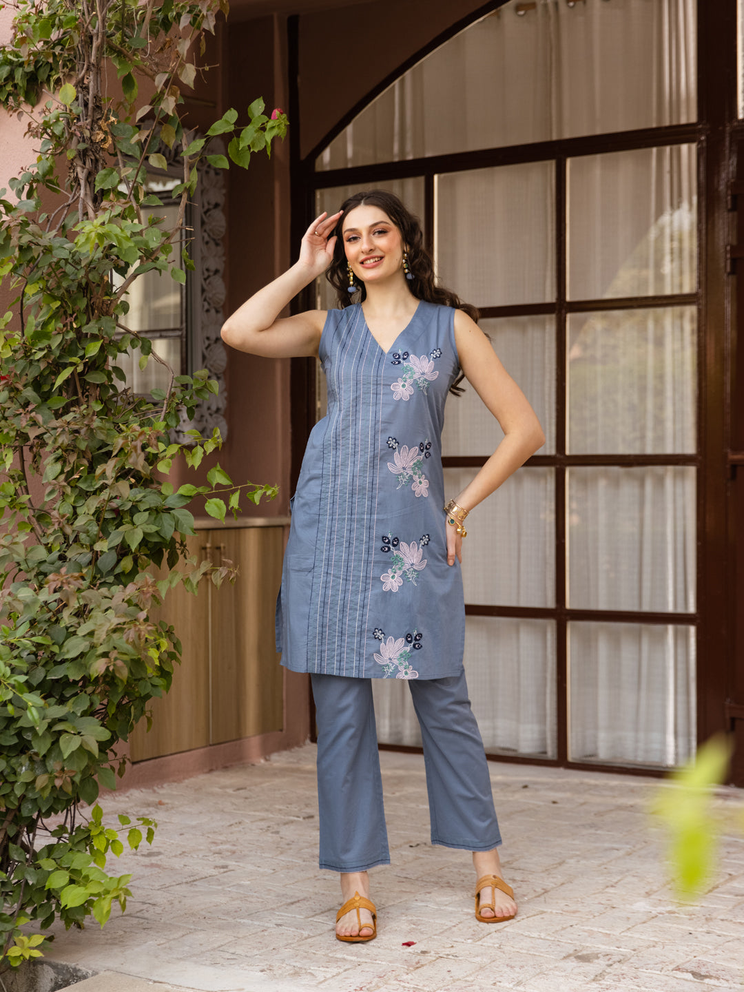 Shadow Grey Embroidery Kurta Set