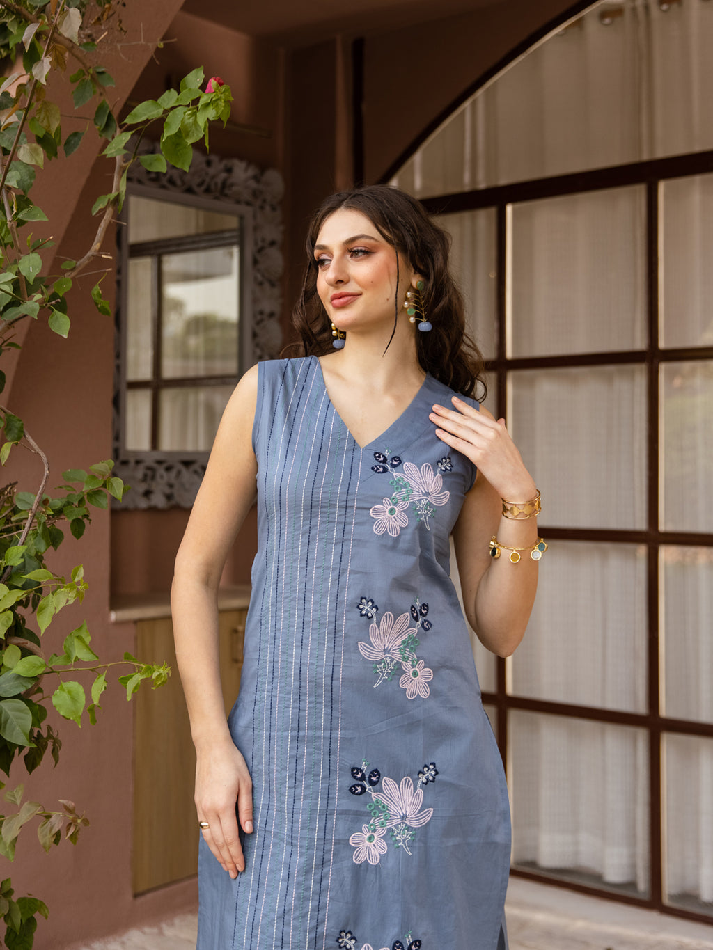 Shadow Grey Embroidery Kurta Set