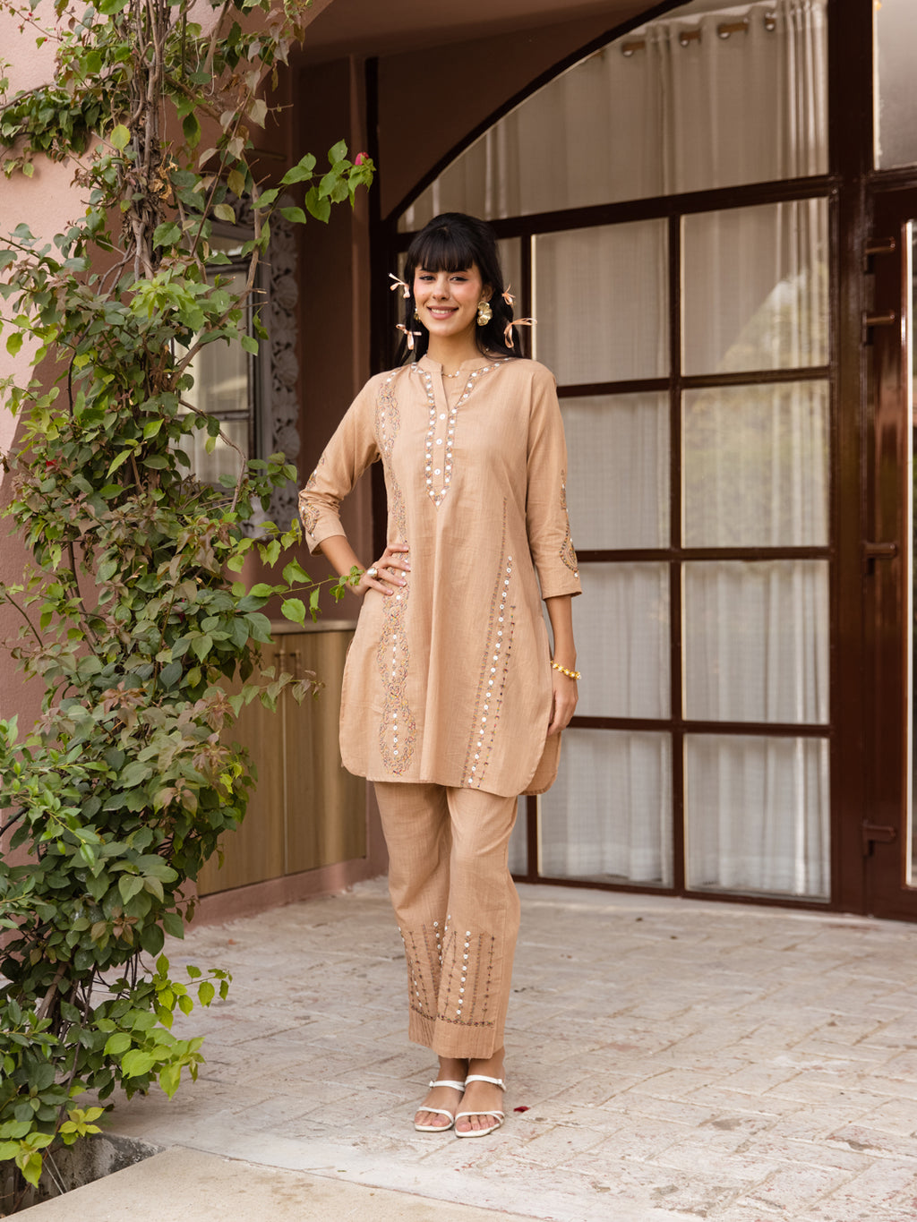 Petter Beige Embroidery Kurta Set
