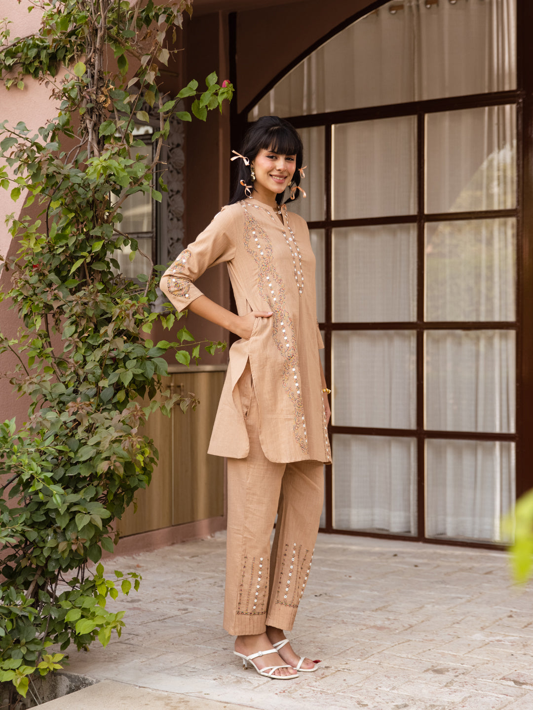 Petter Beige Embroidery Kurta Set