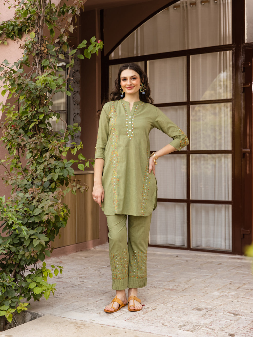 Petter Green Embroidery Kurta Set
