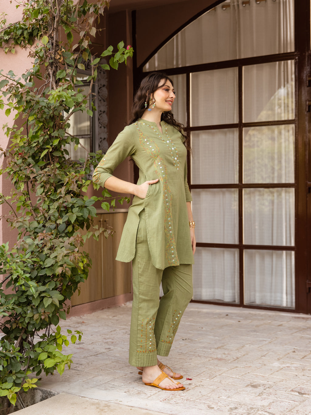 Petter Green Embroidery Kurta Set