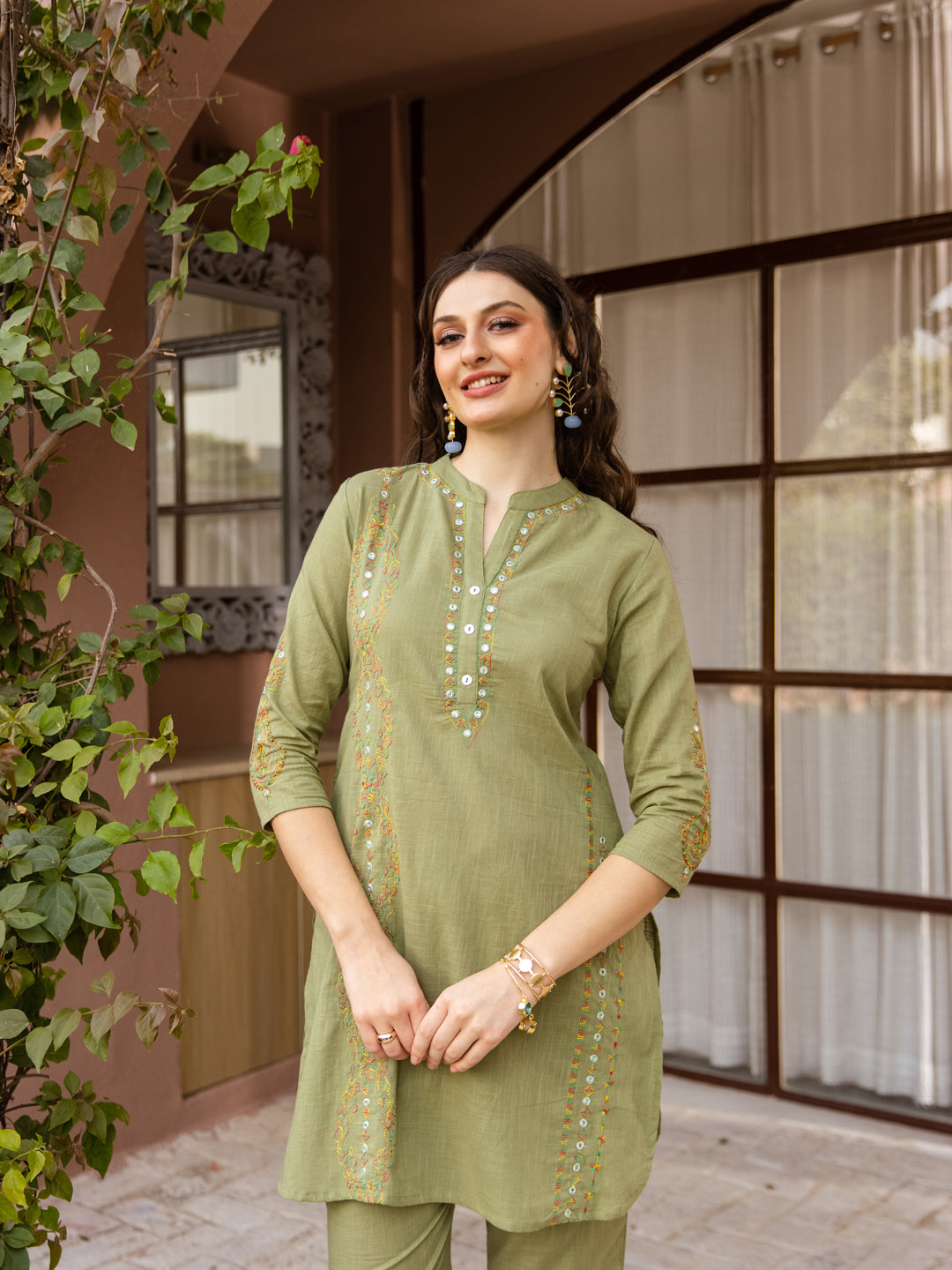 Petter Green Embroidery Kurta Set