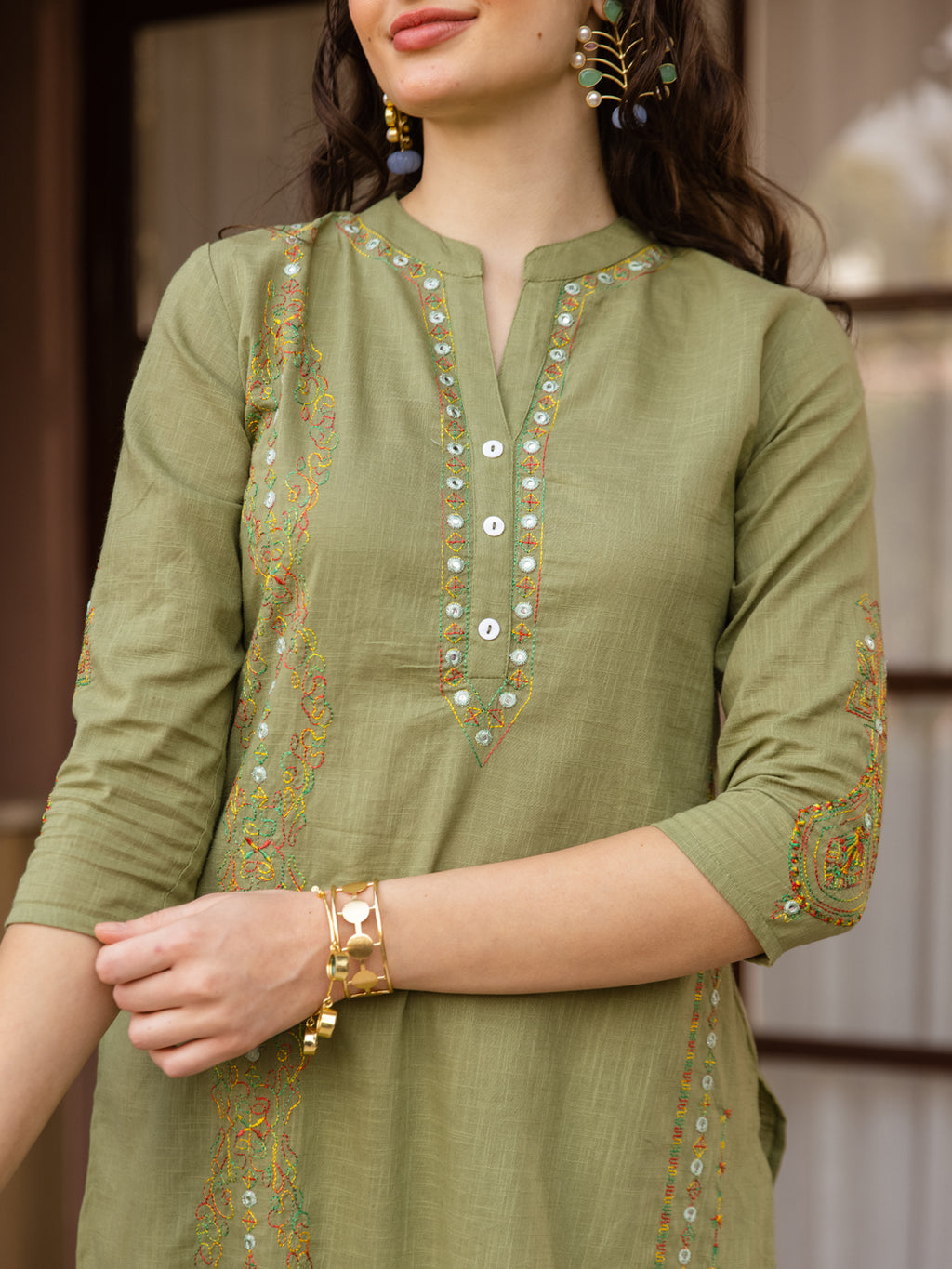 Petter Green Embroidery Kurta Set