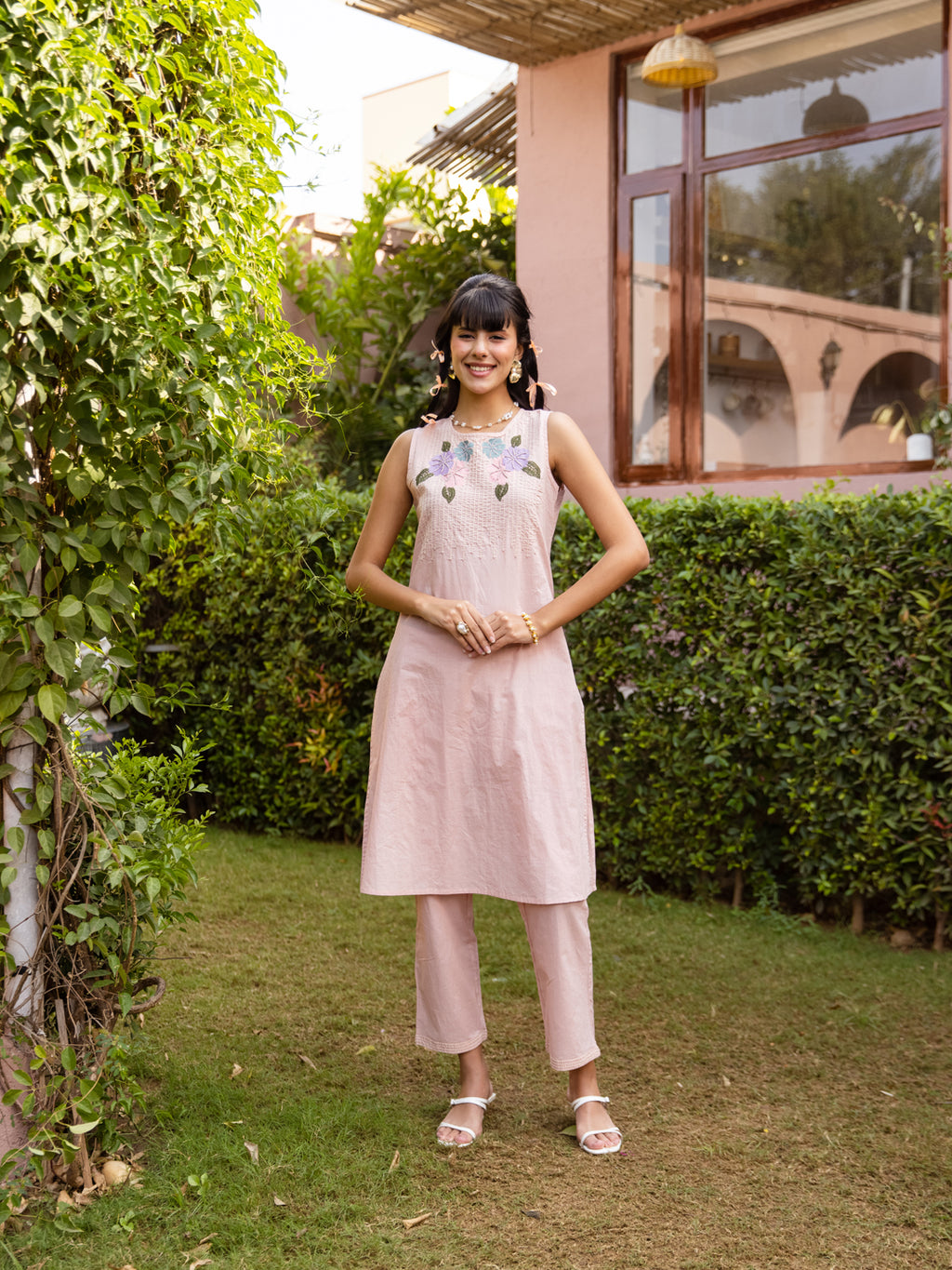 Robel Pink Embroidery Kurta Set