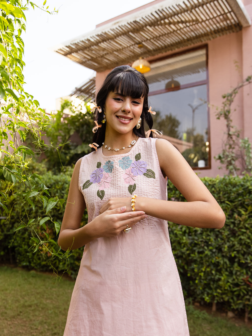 Robel Pink Embroidery Kurta Set