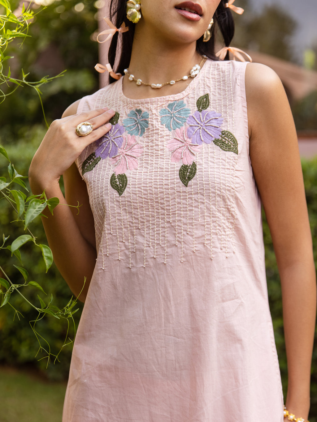 Robel Pink Embroidery Kurta Set