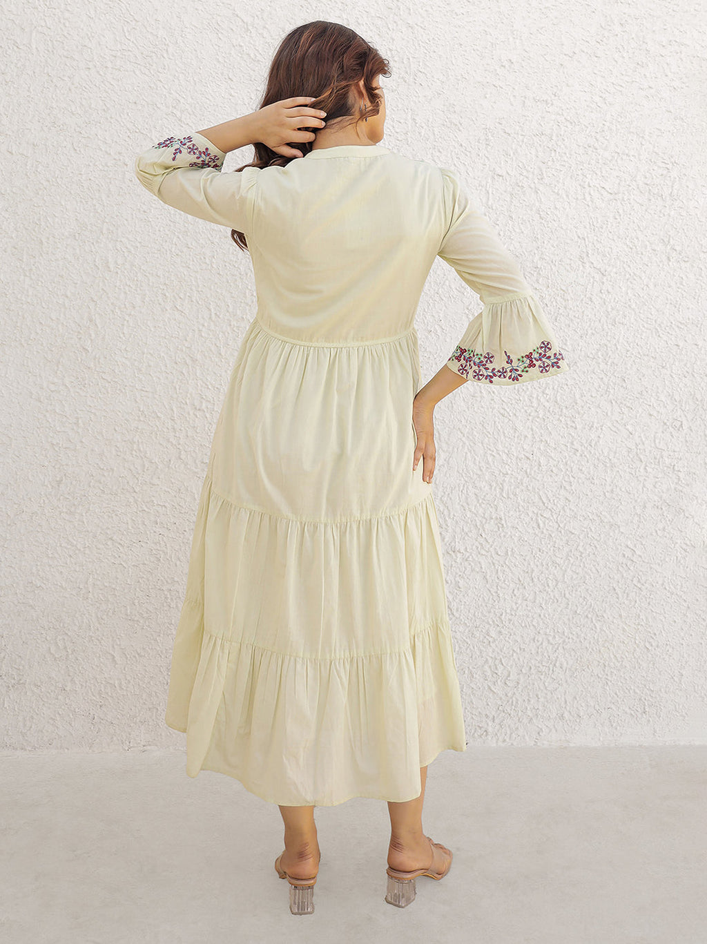 Emma Pista Green Embroidery Dress