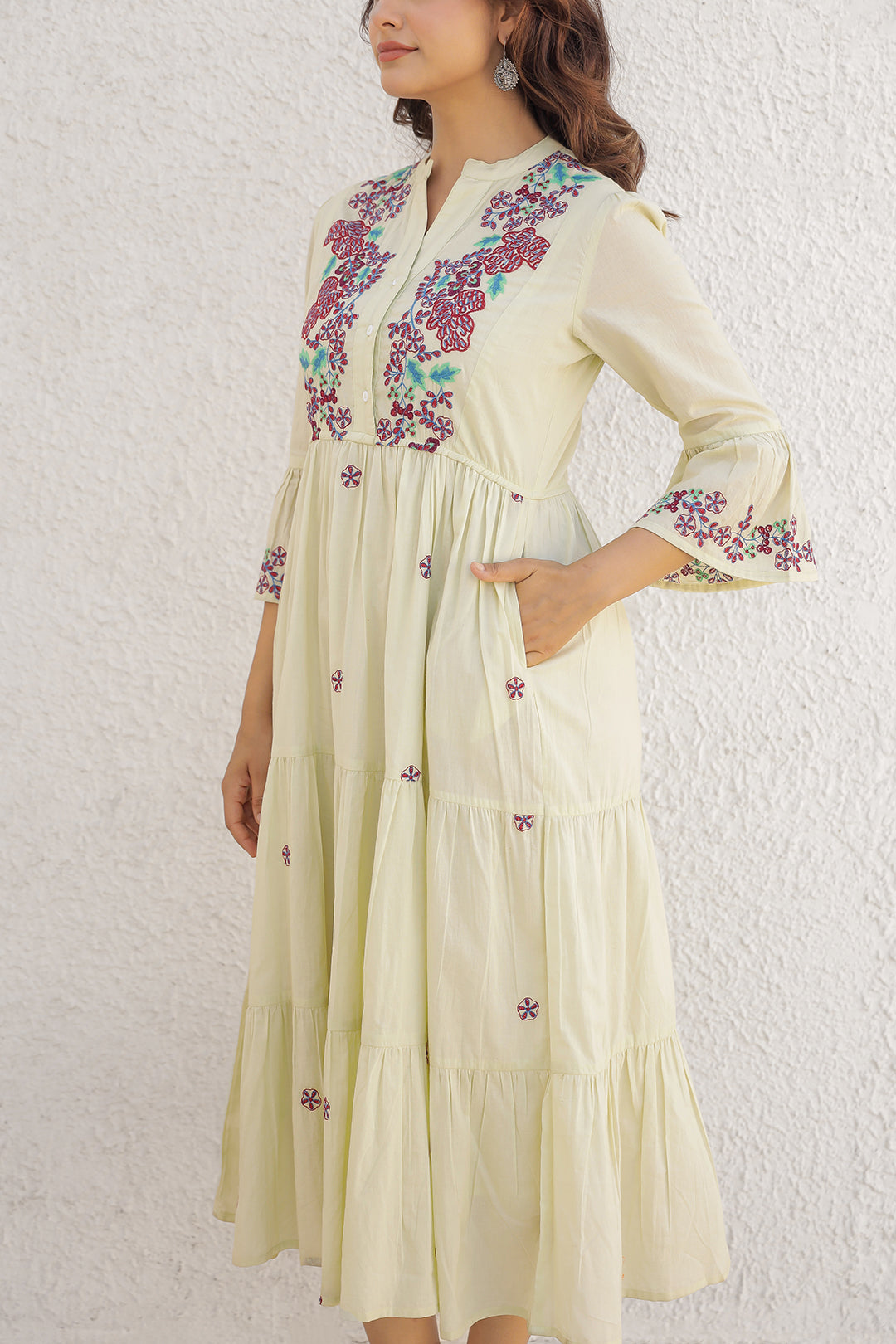Emma Pista Green Embroidery Dress
