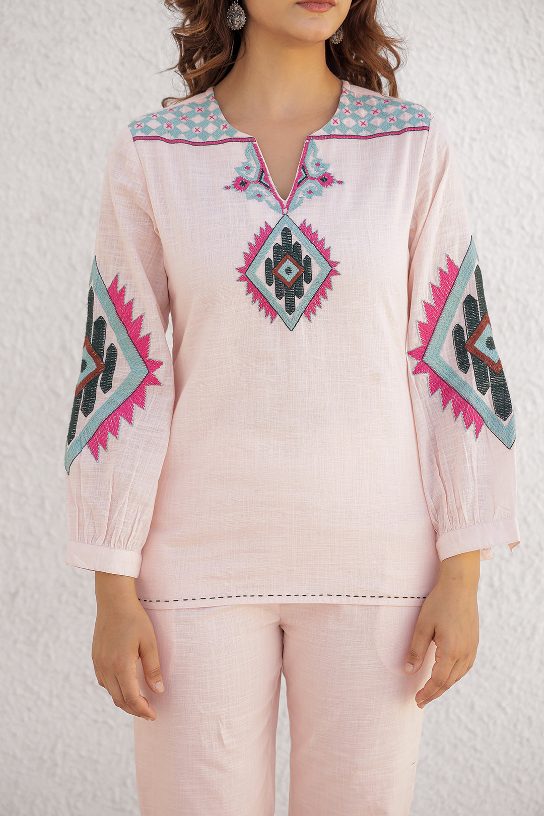 Hassle Pink Embroidery Co-ord set