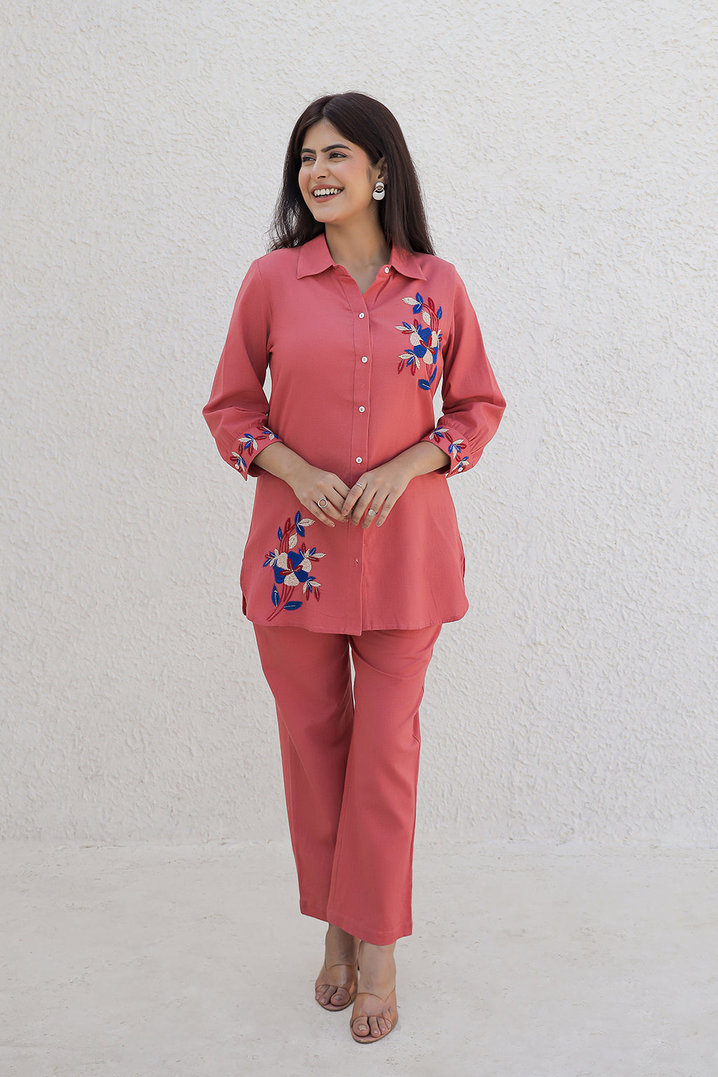 Kabir Red  Embroidery Kurta Set