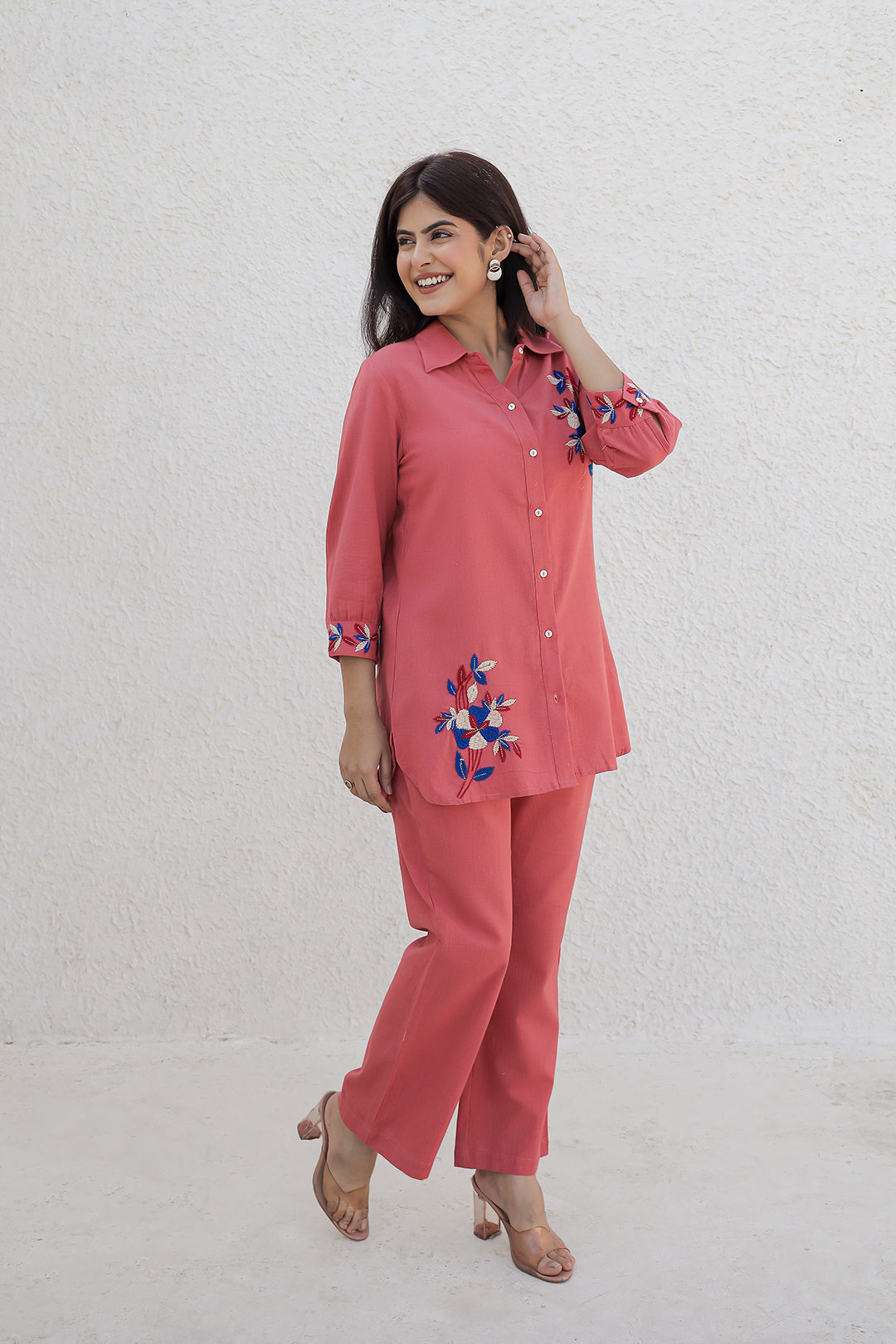 Kabir Red  Embroidery Kurta Set