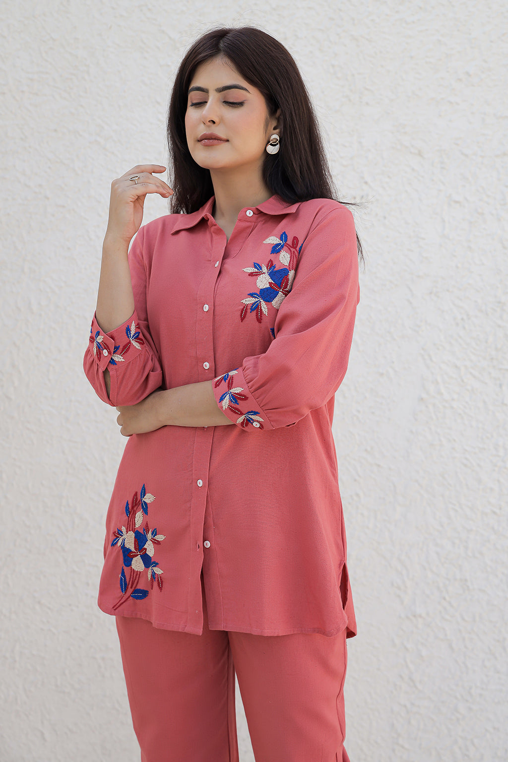 Kabir Red  Embroidery Kurta Set